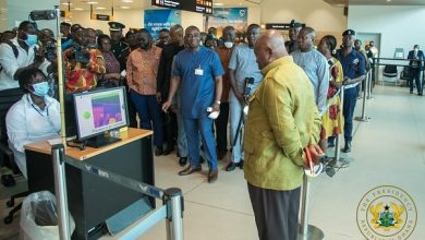 Ghana President inspects measures piut in place at Kotoka International Airport in March, 2020