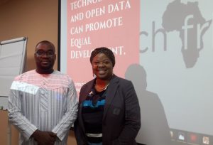 iWatch Africa Open Data Day 2019 in Ghana, Gideon Sarpong (right), Teta Zubah (left)