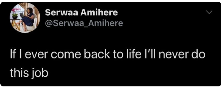 Tweet by Serwaa Amihere