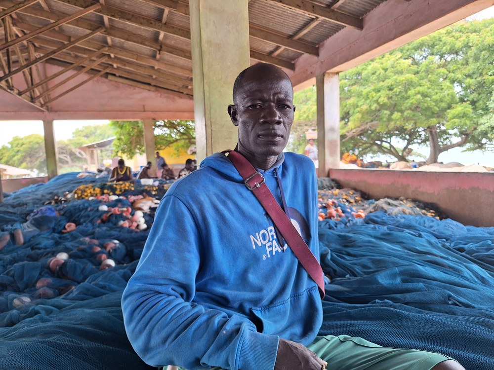 Okyeame Kwesi Atta, artisanal fisher at Nyanyano landing beach, Image credit: Gideon Sarpong, 2024