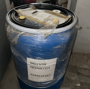 Picture shows one of the barrels where weapons were concealed, source: Ghana Revenue Authority.